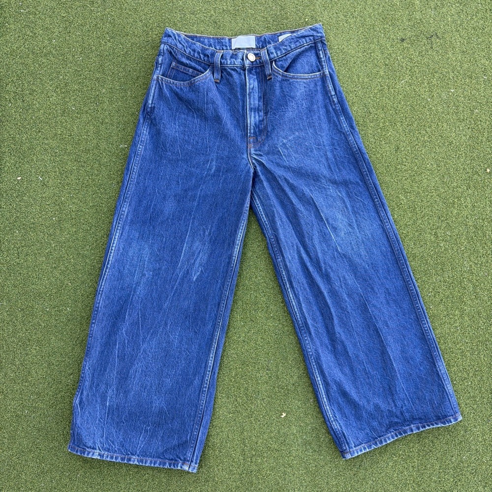 FRAME Le Italien Wide Crop Jeans Turin Vintage Blue High Rise Made in Italy 25